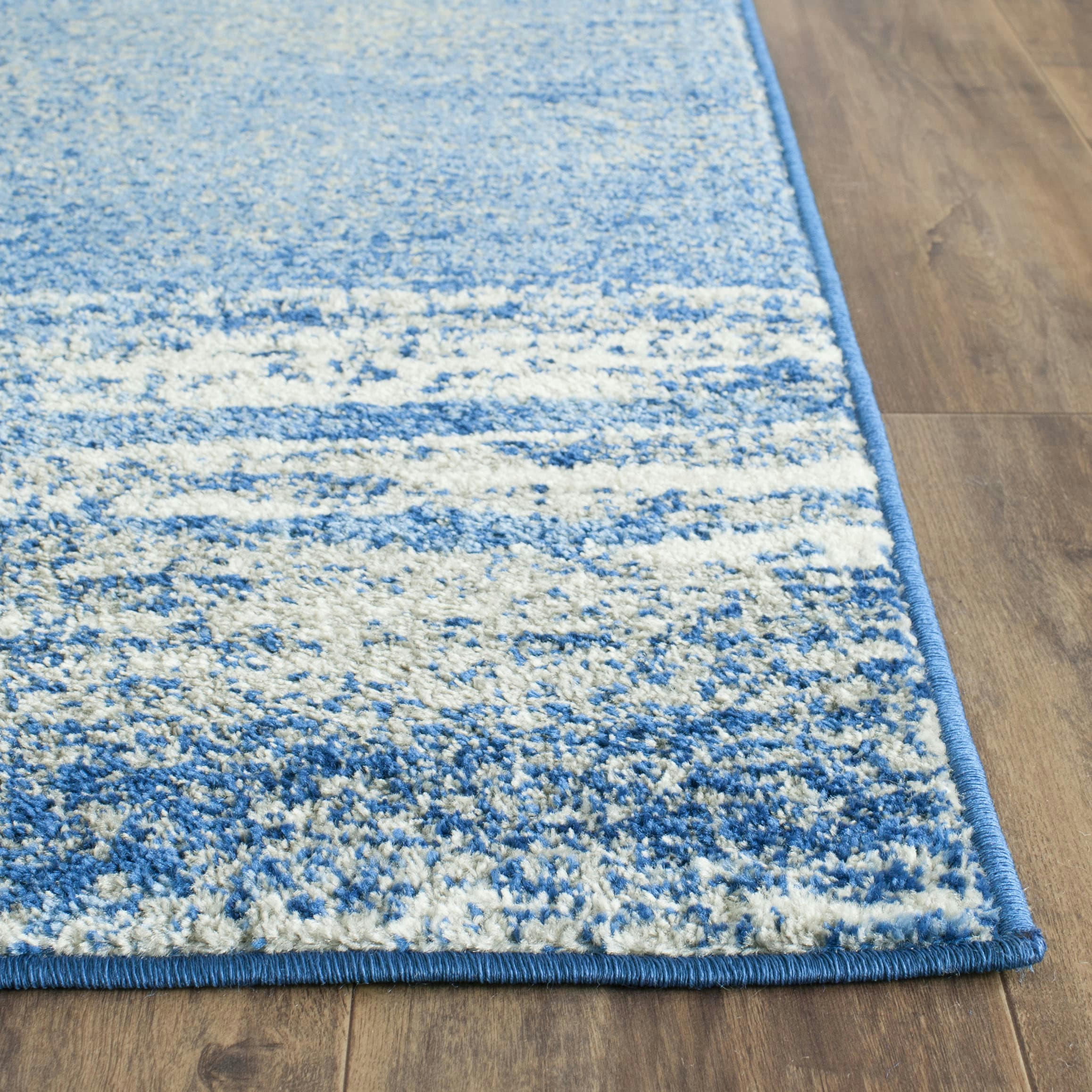 ADIRONDACK - Tapis de salon interieur en argent & bleu, 155 x 229 cm