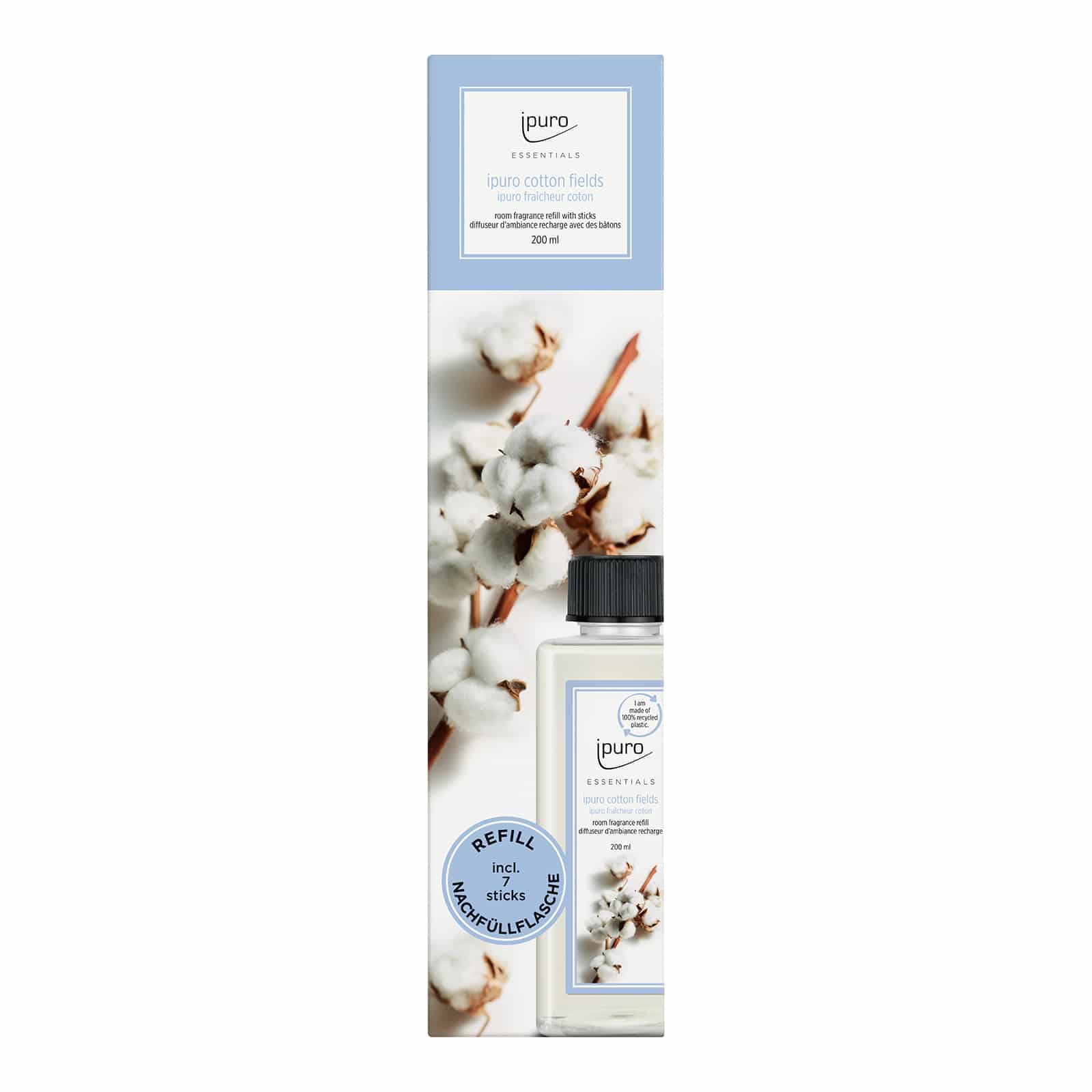 ipuro ESSENTIALS Nachfüllpack Cotton Fields Blau, 200 ml