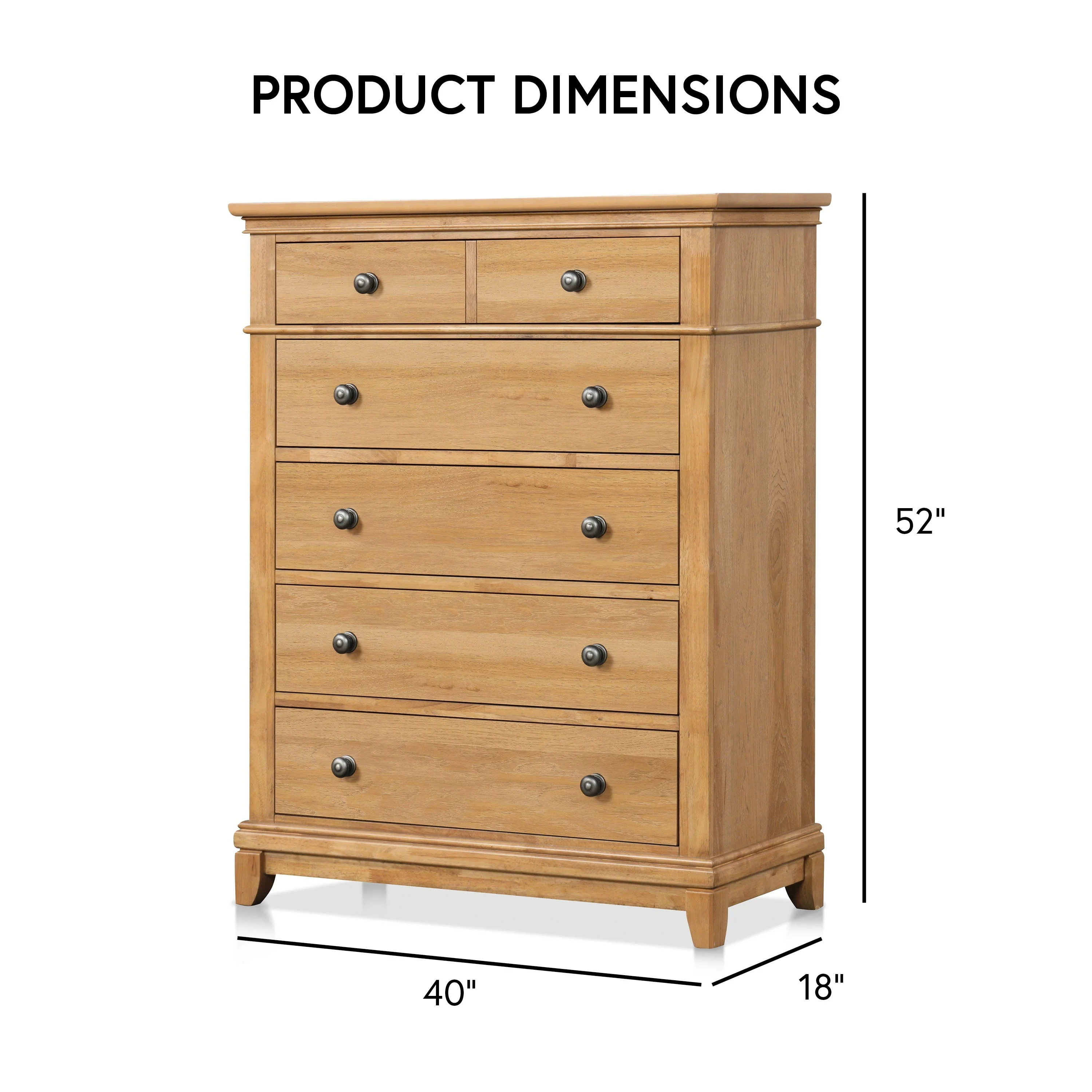 Furniture of America Wellington Farmhouse Natural Oak Wood 5-Drawer Chest