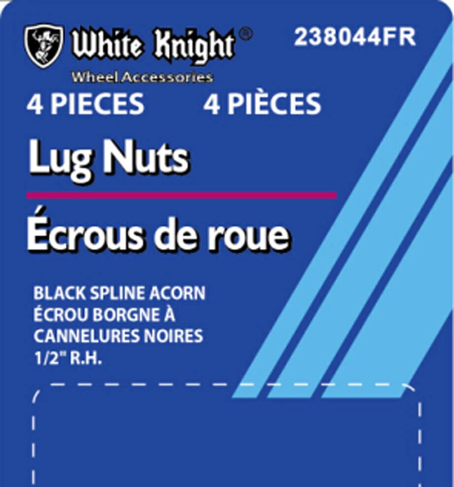 White Knight 238044FR Spline Acorn Lug Nuts, Black, 4-pk