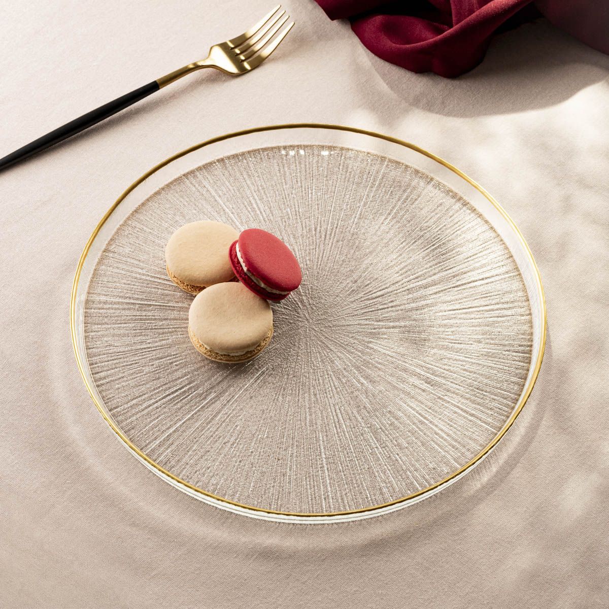 Talerz MONZE obiadowy ze złotą obwódką 28 cm