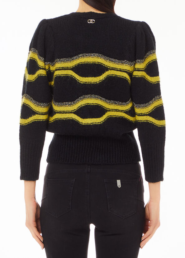 Cardigan jacquard in misto alpaca