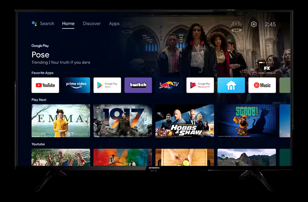 Skyworth 4K UHD Android Smart TV with Google Assistant, 50-in