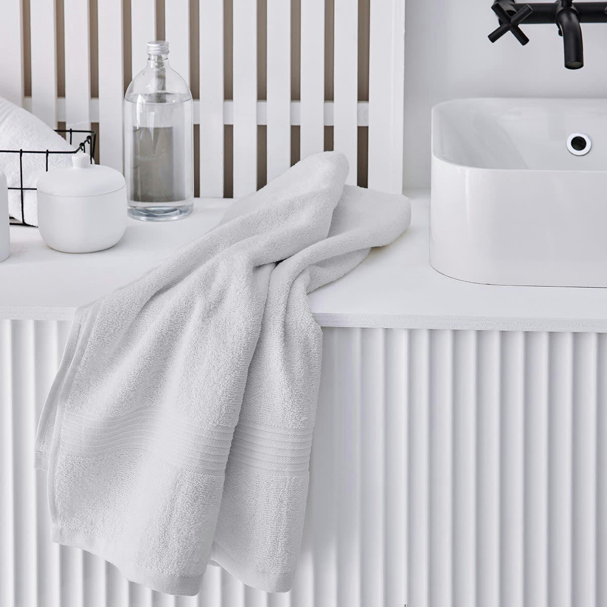 MEVAK BAÑO - Drap de bain uni en coton blanc 70x130