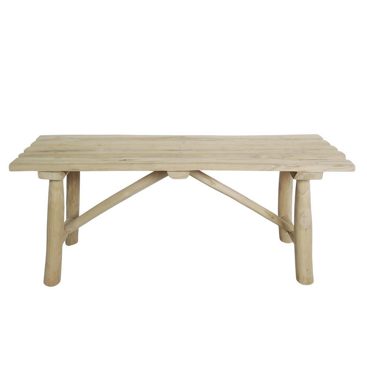 PEPPER - Banc en bois de teck et jonc de mer