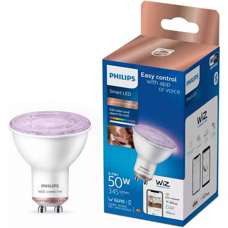 Philips WiZ GU10 Colour Smart LED Wi-Fi Bulb