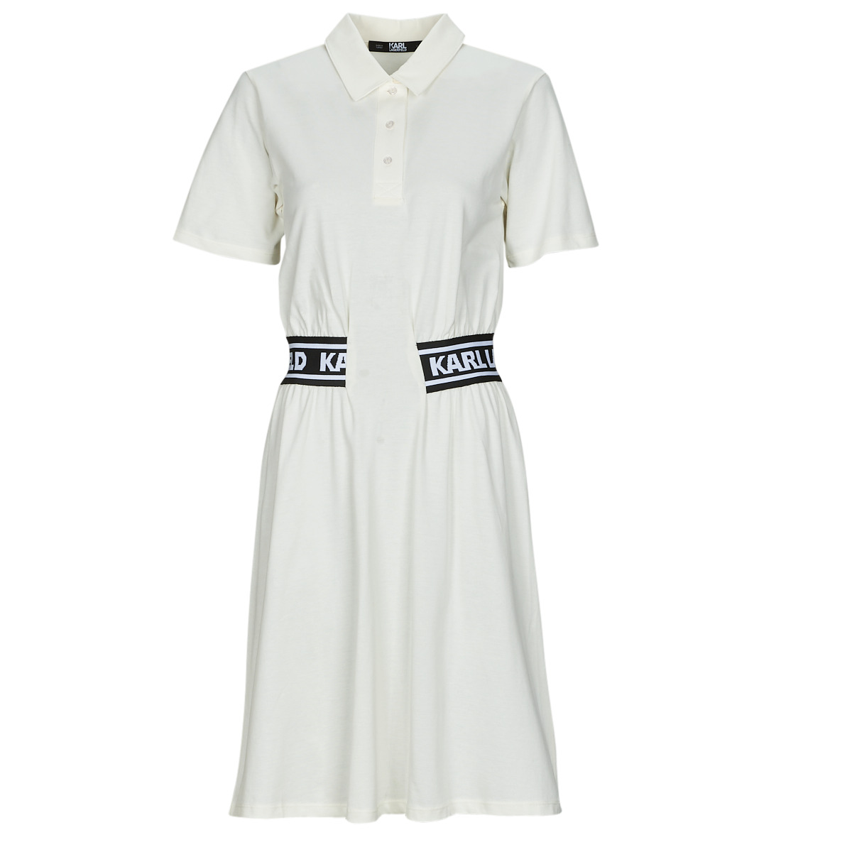 Karl Lagerfeld - PIQUE POLO DRESS - White / Black