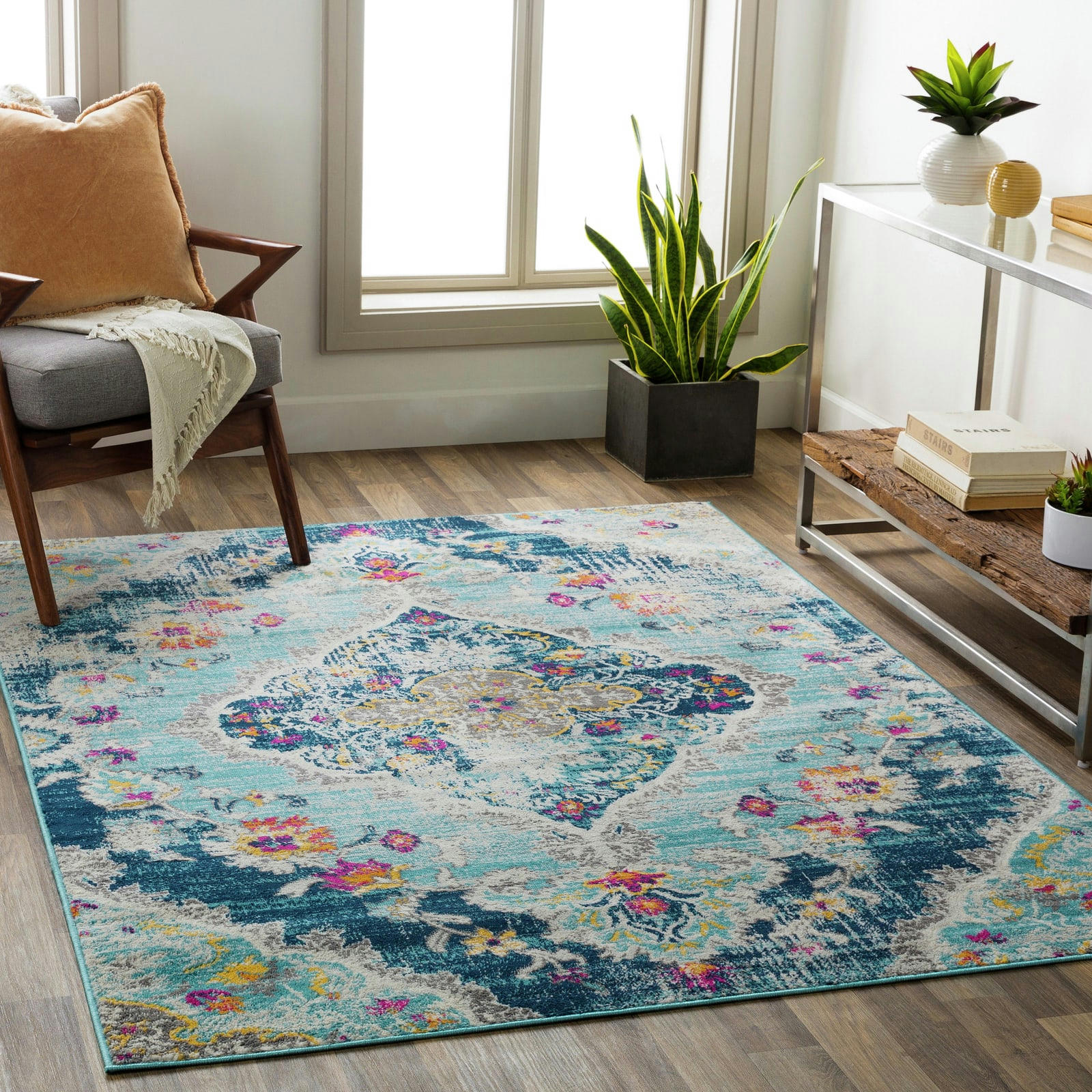 ROMY - Tapis de Couloir Vintage Oriental Multicolore/Bleu 80x220