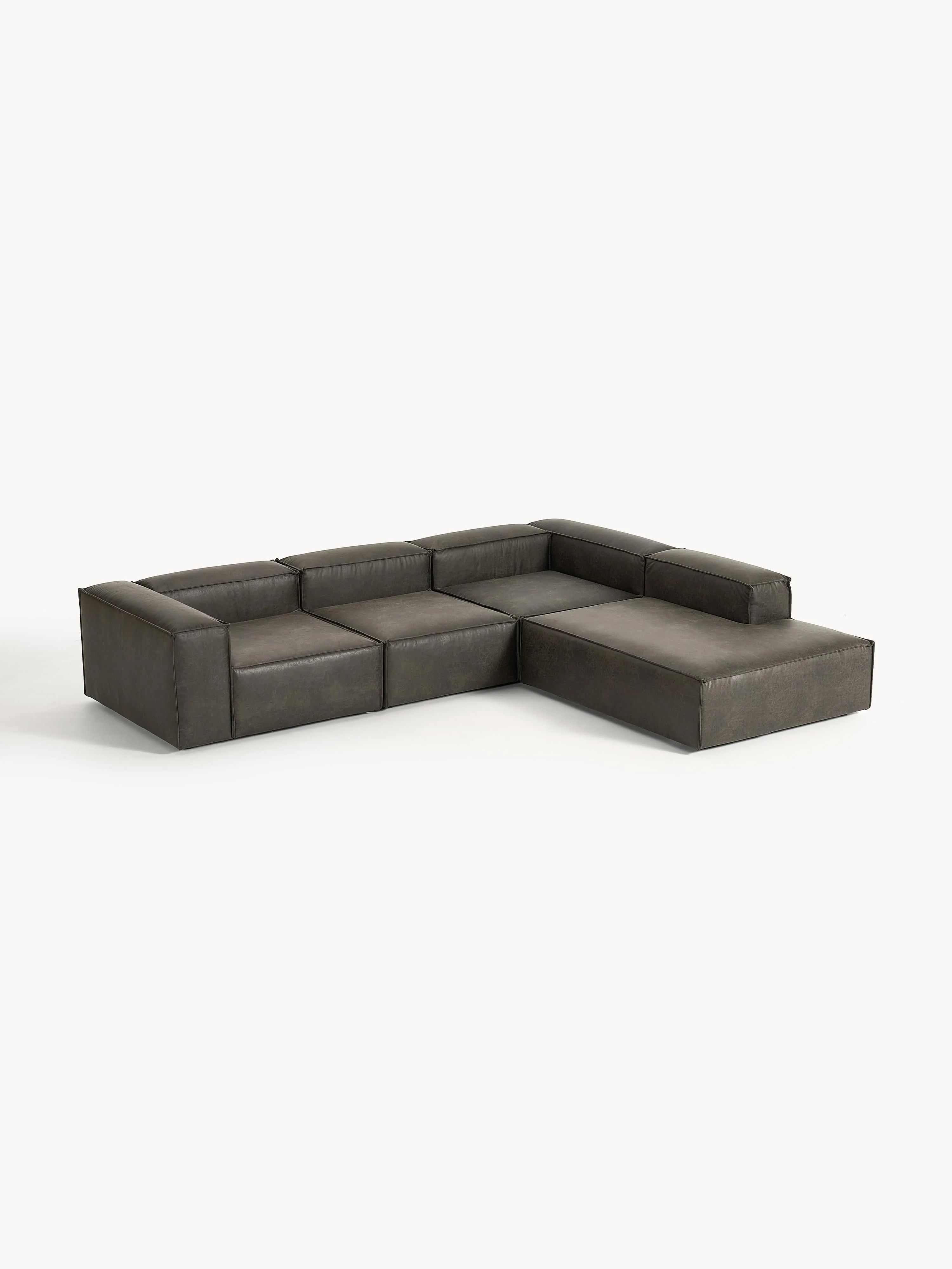 Modulares XL-Ecksofa Lennon (4-Sitzer) aus recyceltem Leder