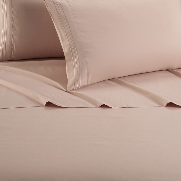 Chic Home Oriana 4 Piece Stripe embroidered design Sheet Set