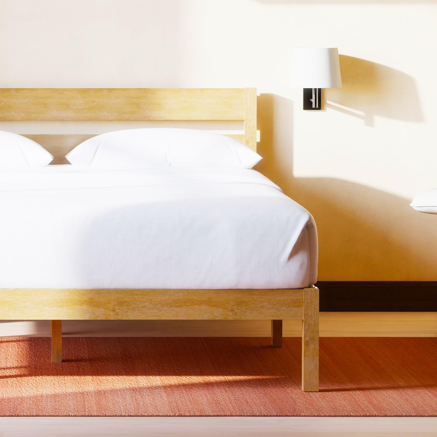 LIFEMENT Queen Classic Wood Platform Bed Frame, Headboard, Essential, Noise Free, Under Bed Storage, No Box Spring Needed, Easy Assembly