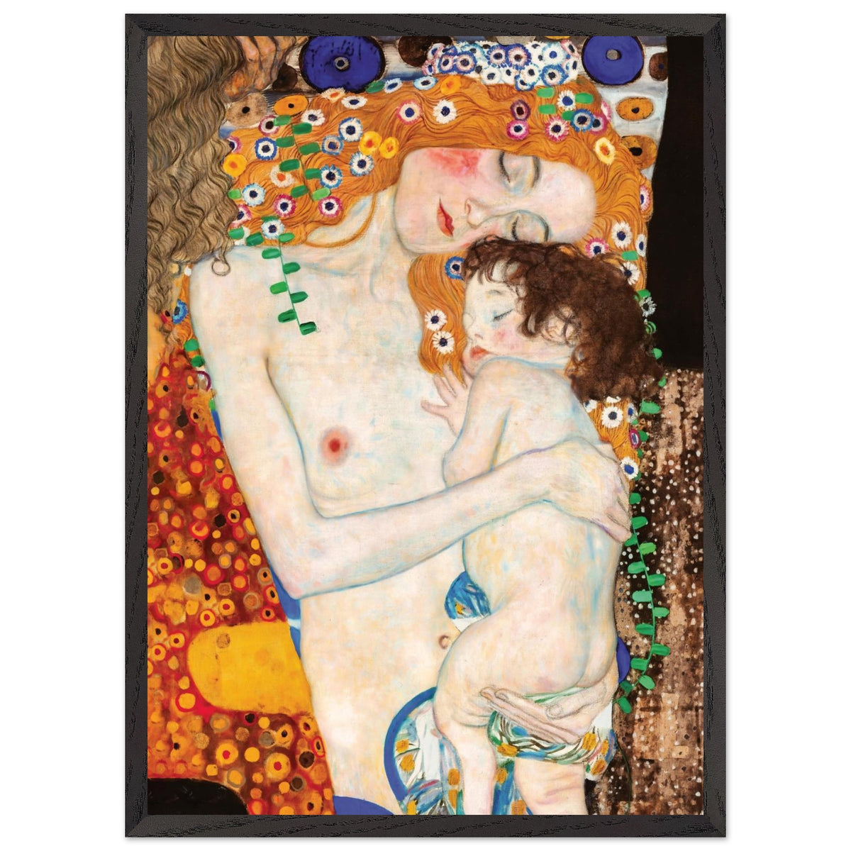 Artfulprints Poster met Lijst Gustav Klimt - The three ages of the woman  - 50x70 cm - Meerkleurig