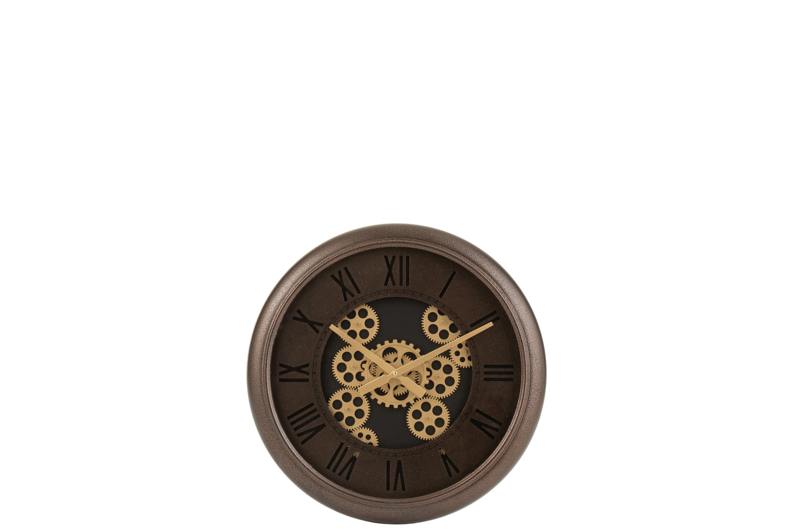 J-Line klok Radars Romeinse Cijfers - metaal - bruin/goud - Ø 52 cm