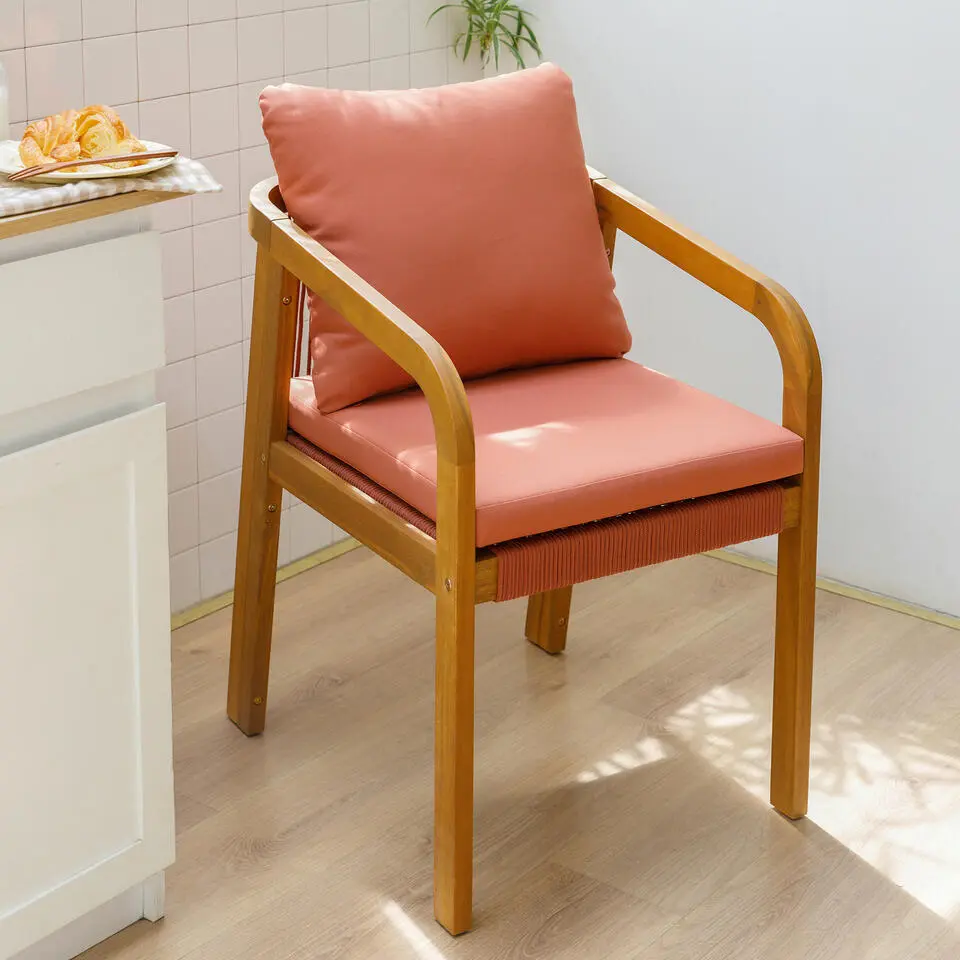 Set van 2 stoelen voor binnen en buiten van massief hout beige roze