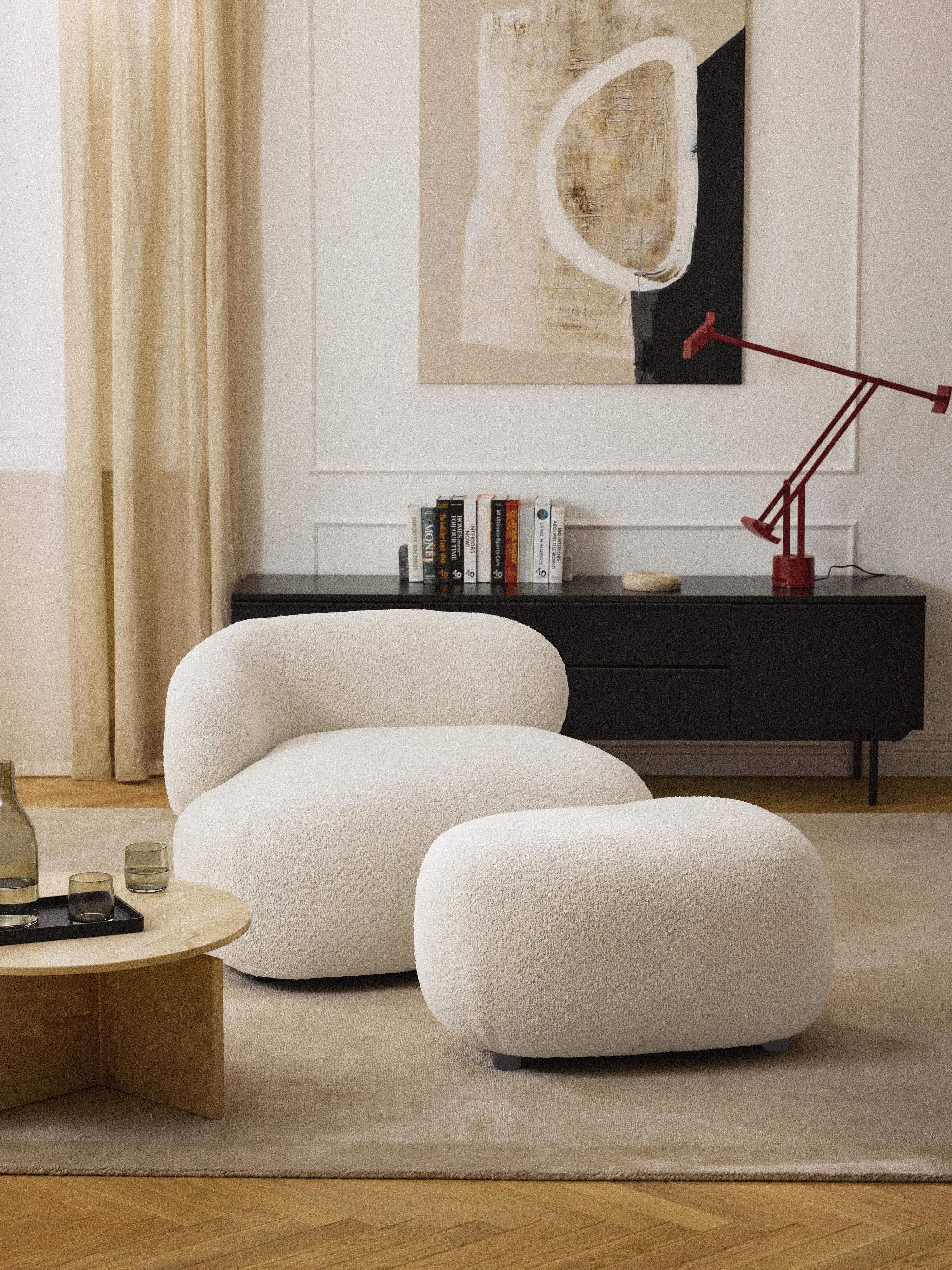 Hocker Alba aus Teddy-Bouclé