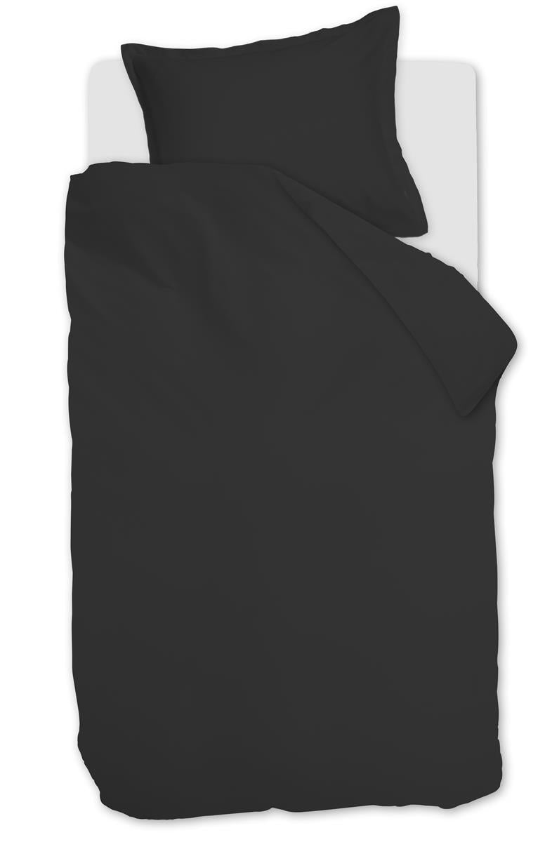 Ambiante Satin Uni dekbedovertrek - Eenpersoons - 140x200/220 cm - Zwart