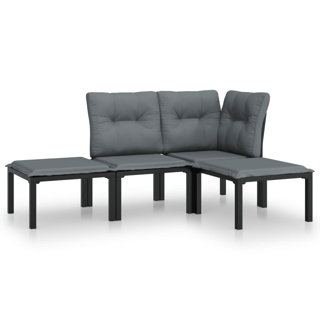 Zestaw wypoczynkowy do ogrodu Czarny Stal narożna   sofa środkowa   2x