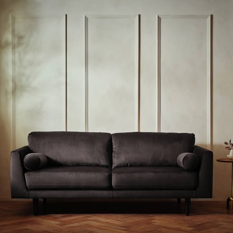 Habitat Jacob Velvet 3 Seater Sofa - Chocolate