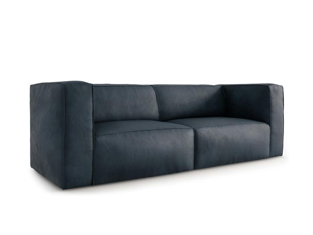 MUSE - Canapé 3 places en cuir bleu