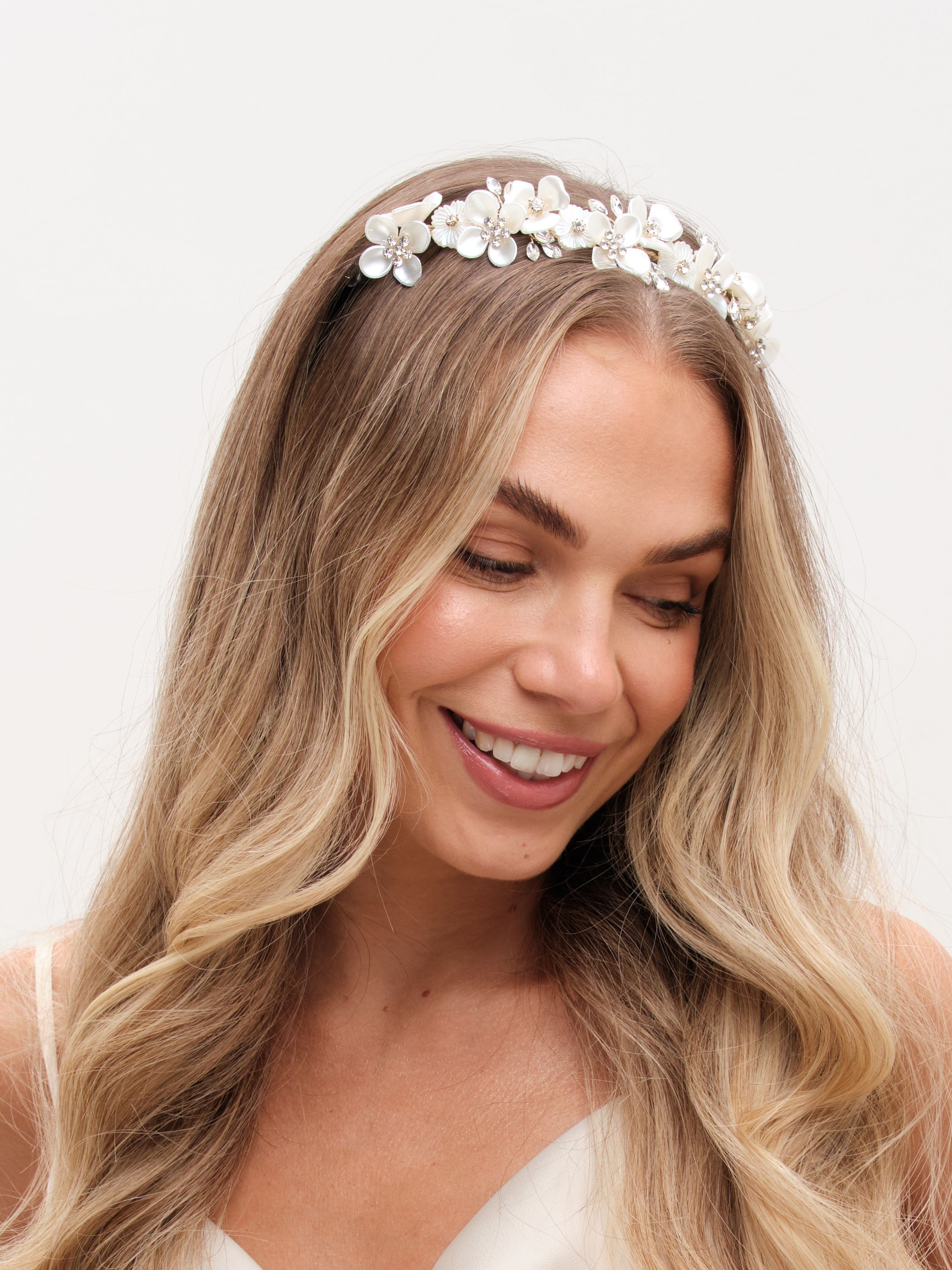 Jon Richard Gold Plated White Floral And Crystal Headband
