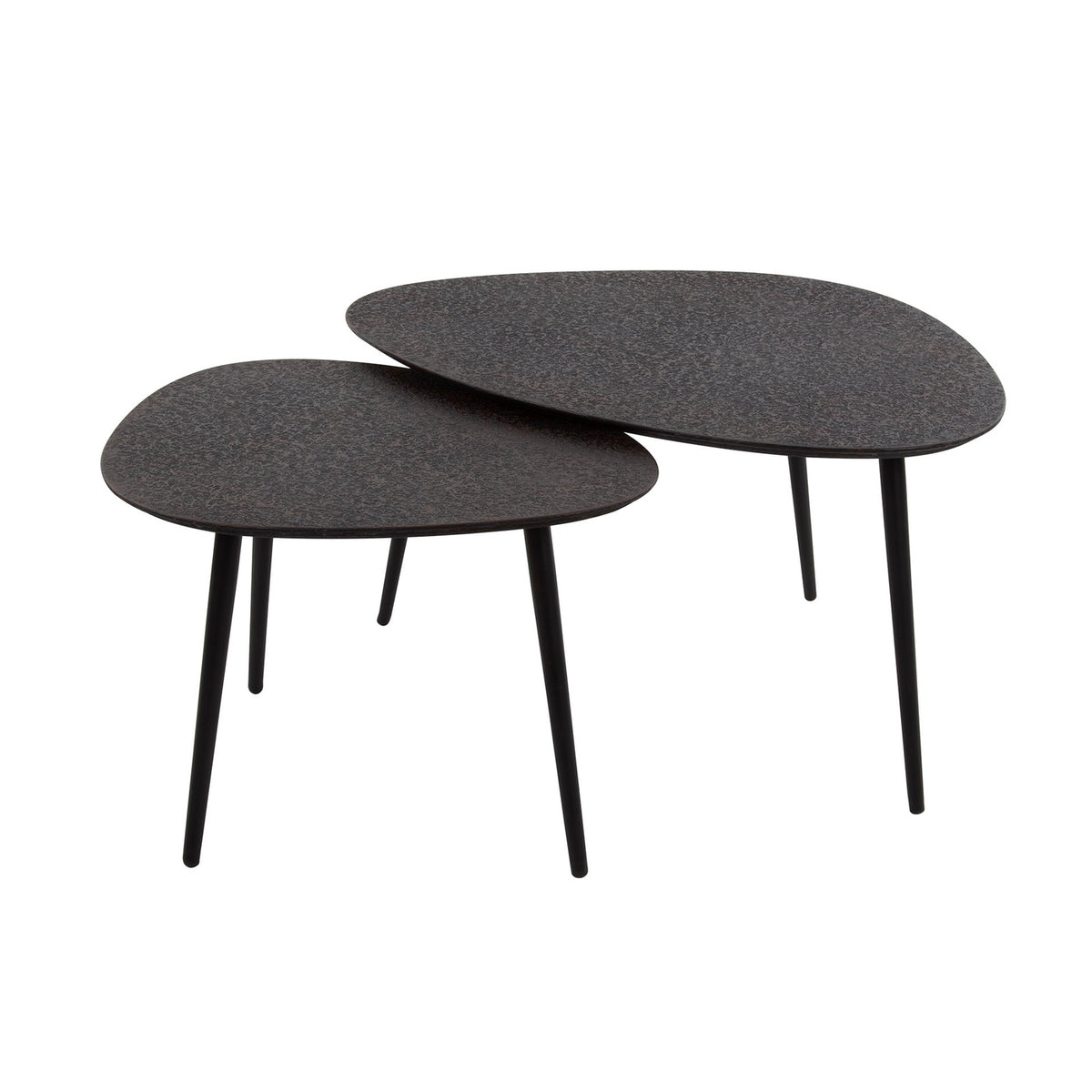 Giga Meubel Salontafel Metallic - Grijs Metaal - Set van 2 - 80x41x59cm