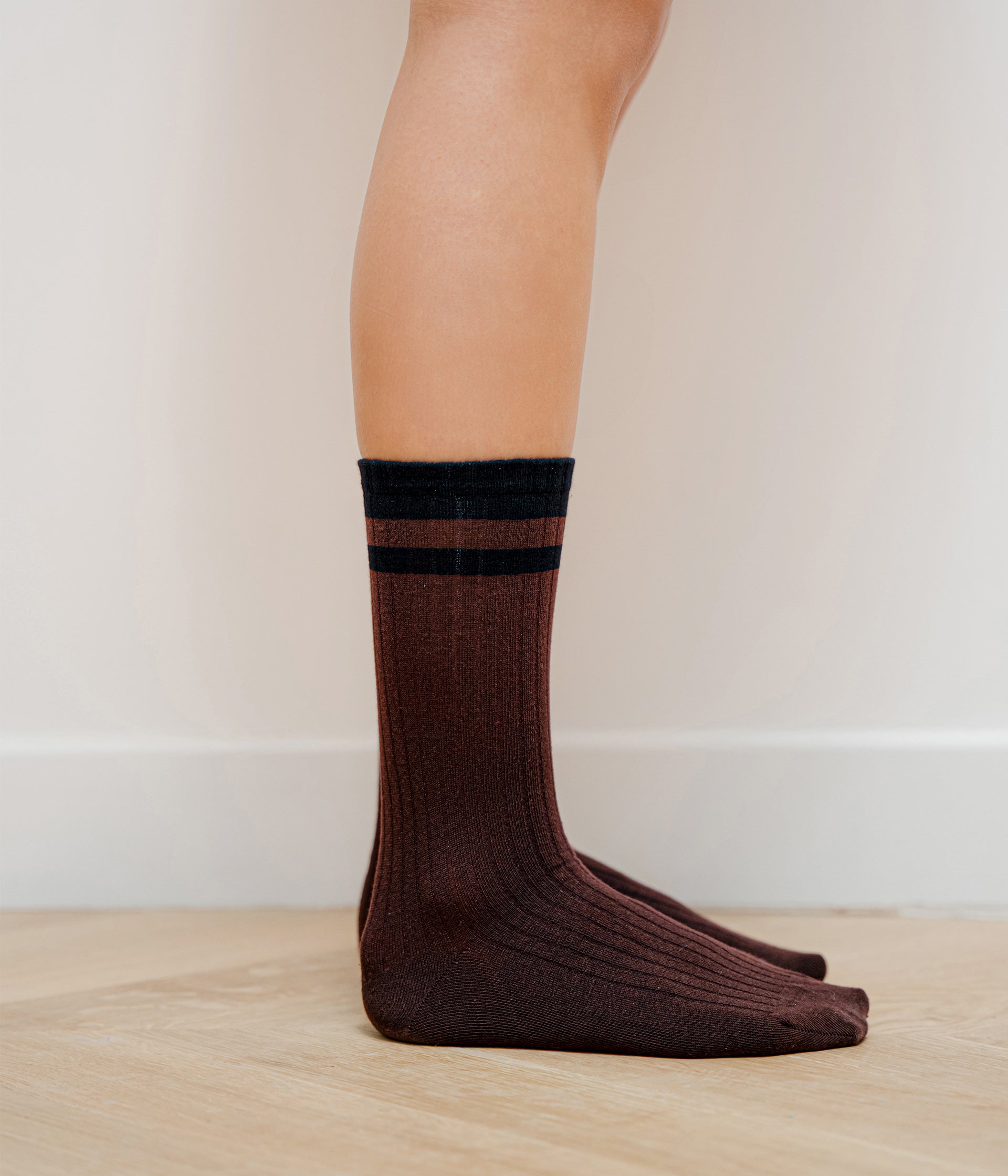 Chaussettes côtelées chocolat Venus