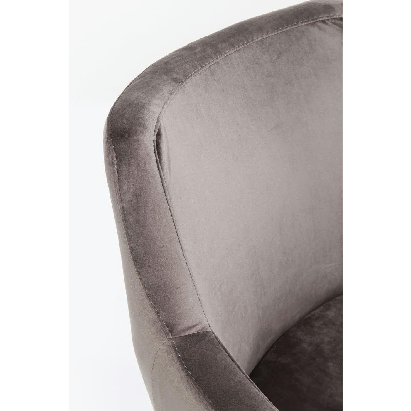 MODE - Chaise avec accoudoirs en velours gris et hêtre laqué noir