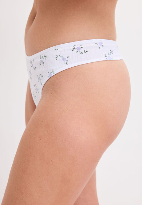 Womens 3pk Lilac Ditsy Print Seam Free Thongs