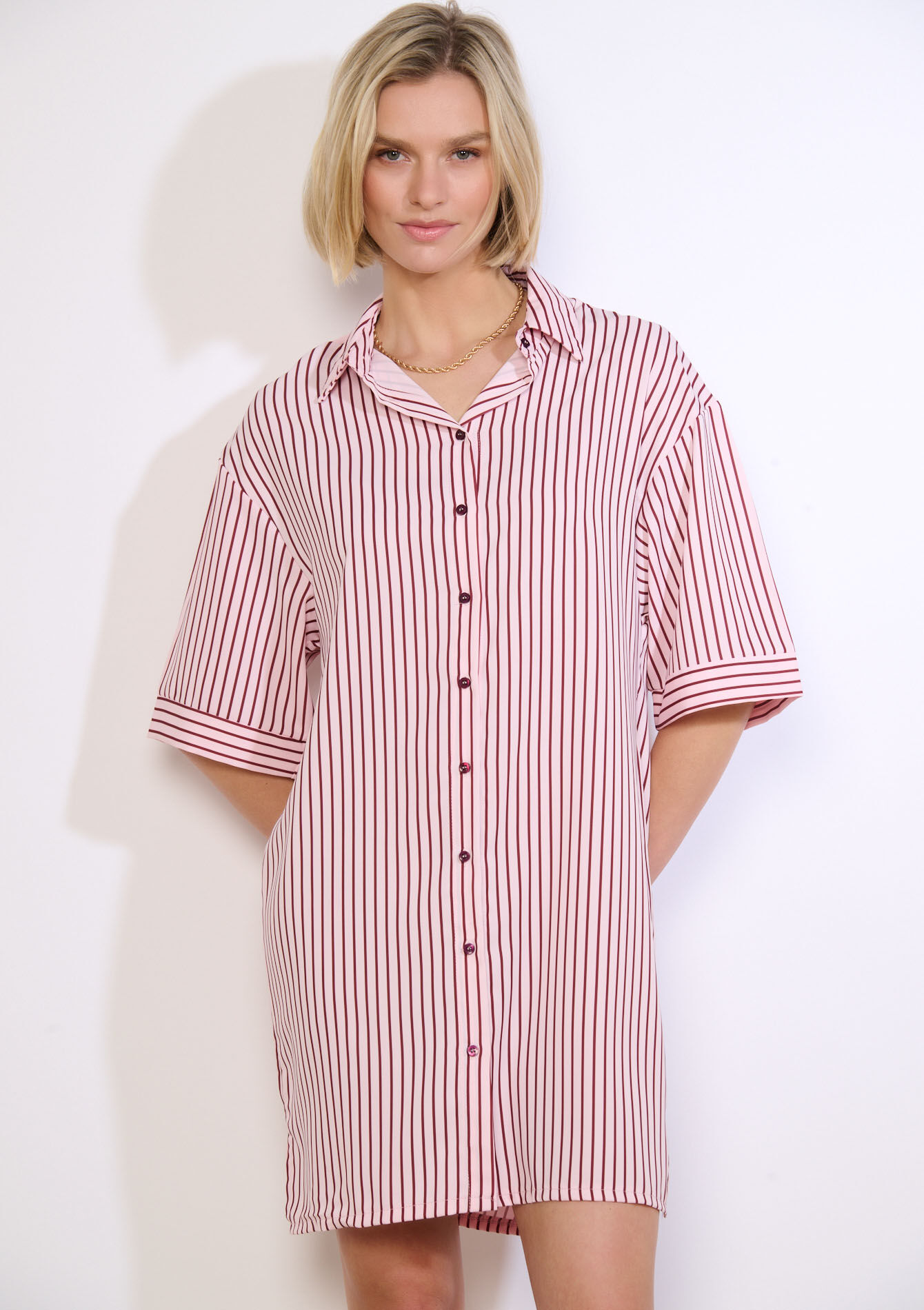 Oversized gestreepte hemdjurk