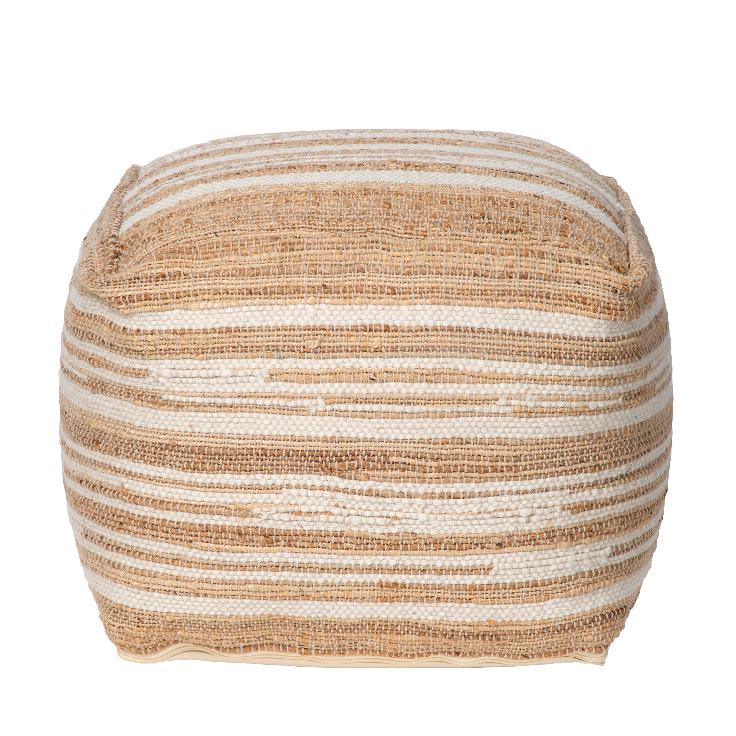 Atmooz Bykes Poef - 50x50x40 cm - Jute & Wol - Wit Grijs