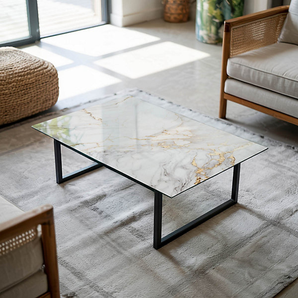 Dessus de table en verre trempé Wallfluent 80x60 cm Marbre élégant avec veines