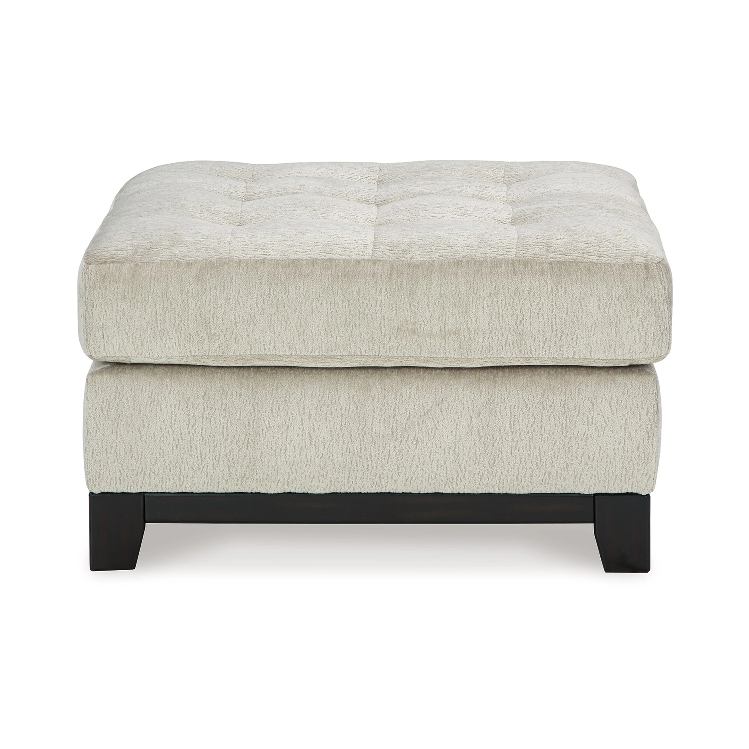 Maxo Accent Ottoman, 36 Inch Square Tufted Seat, Ivory Polyester