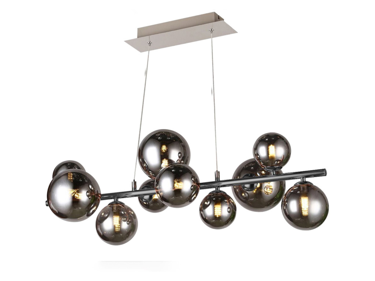 Lampa wisząca Sevilla 10-punktowa szklana czarny chrom