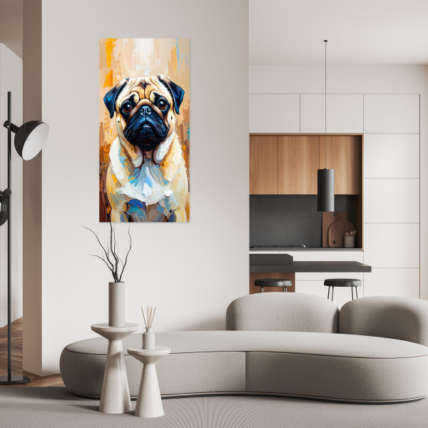 Naklejka samoprzylepna do salonu Feeby Mops Pies Zwierzę Beżowy 40x80