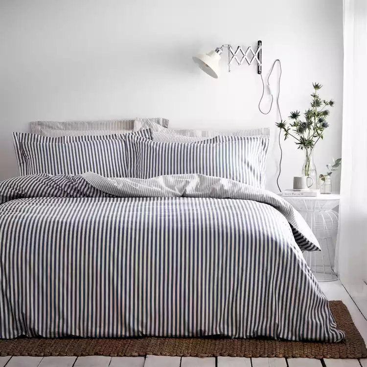 Yard Hebden Cotton Stripe Navy Bedding Set - Single