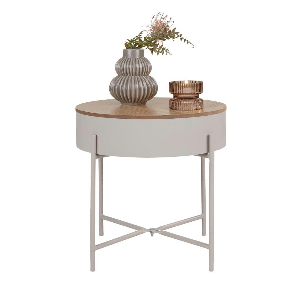 SISCO - Table d'appoint en bois et métal D40cm beige