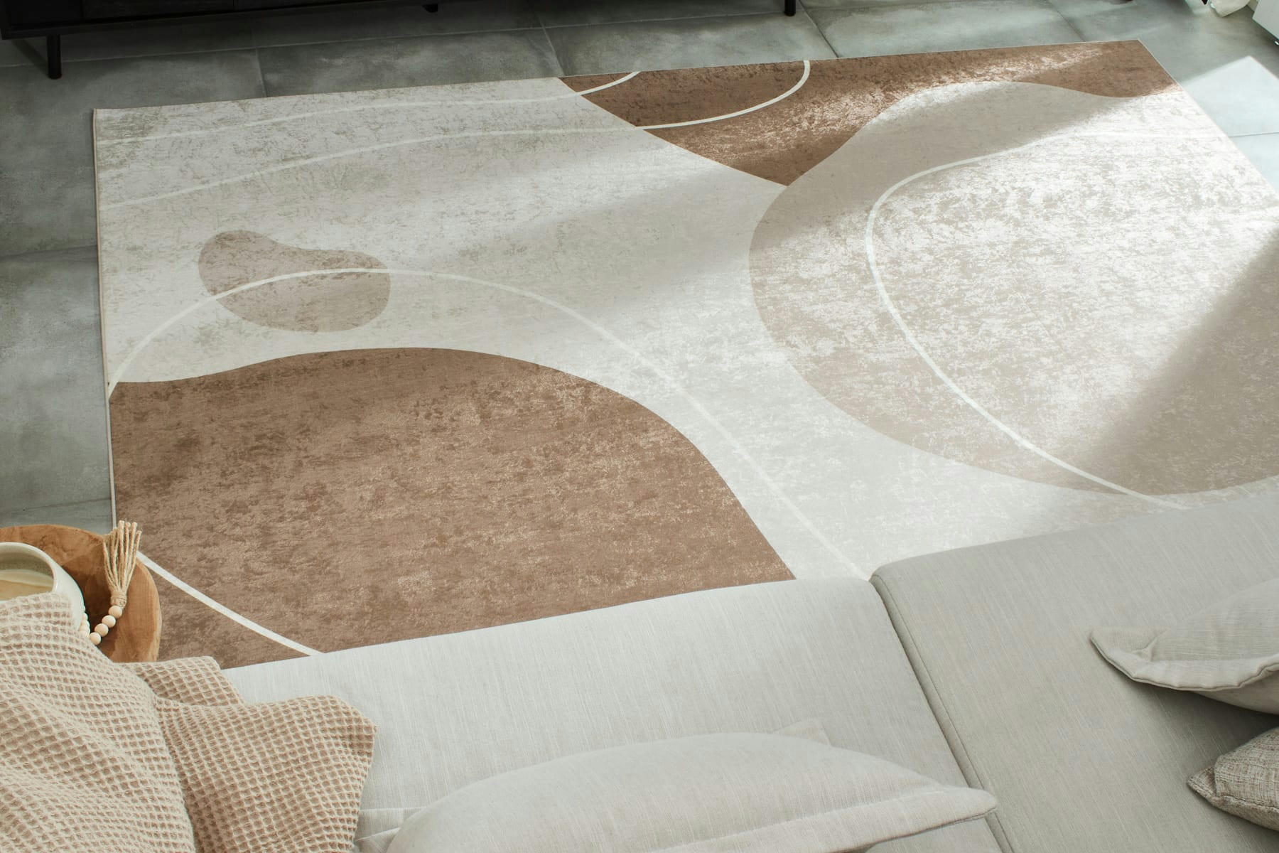 GREGE - Tapis Salon Beige Abstrait 160x230