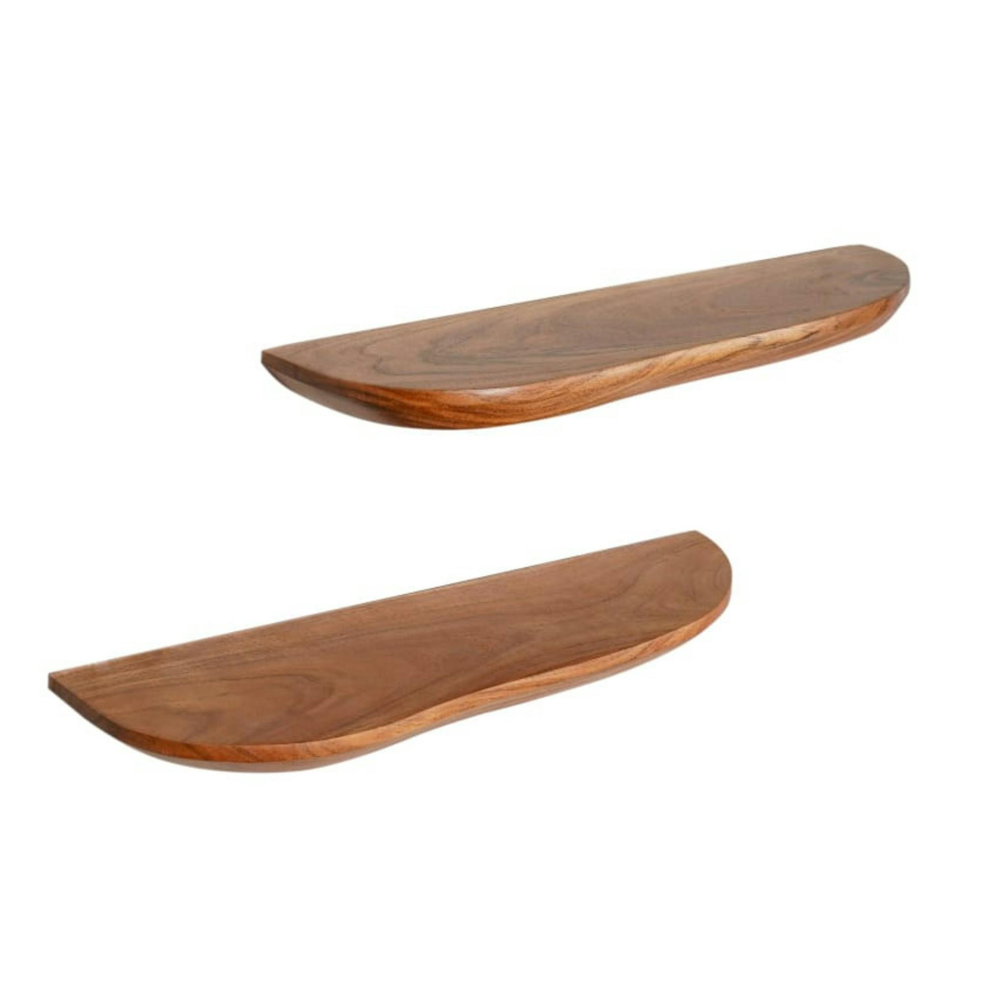 Etagère murale en bois à bords naturels (lot de 2) ARBOR
