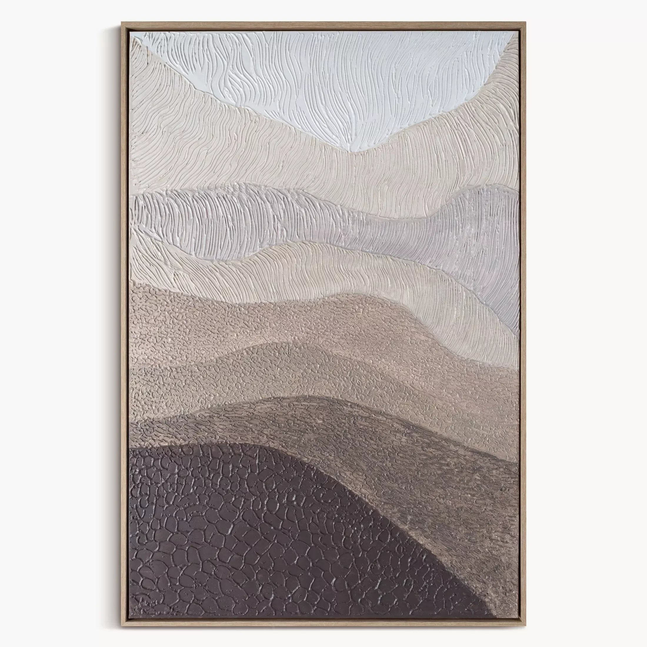 Obraz pejzaż brązowo, beżowy malowany ręcznie na płótnie 80x120 cm