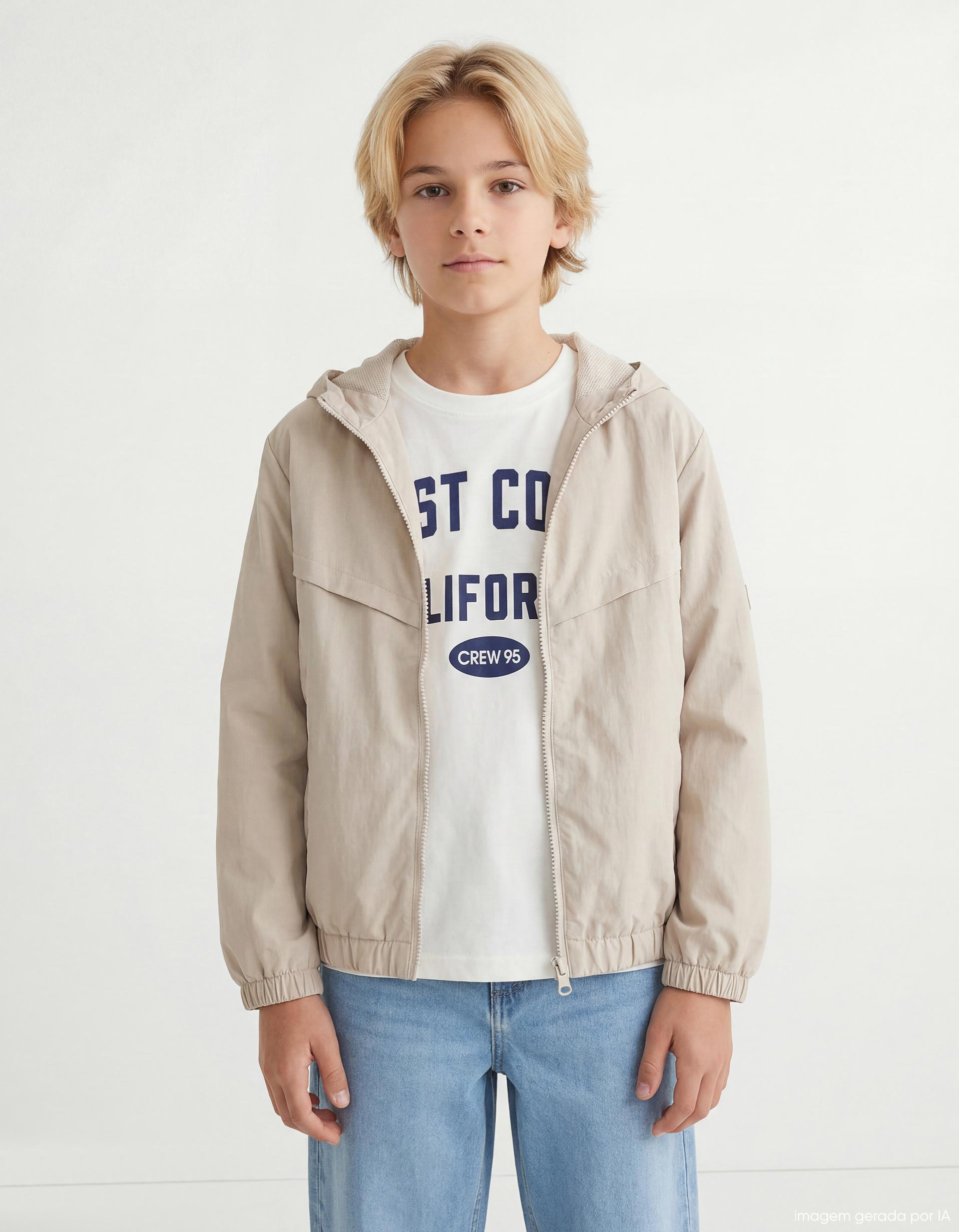 Parka com Capuz, Menino, Cinzento Claro