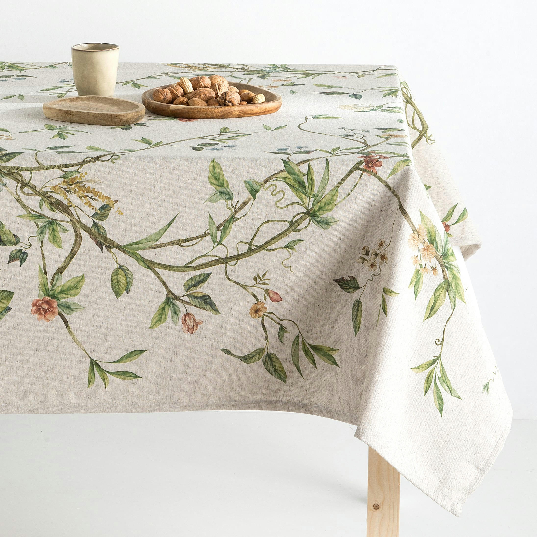 ZARZAMORA MULTICOLOR - Nappe en lin antitâche imprimée floral 140x300 cm