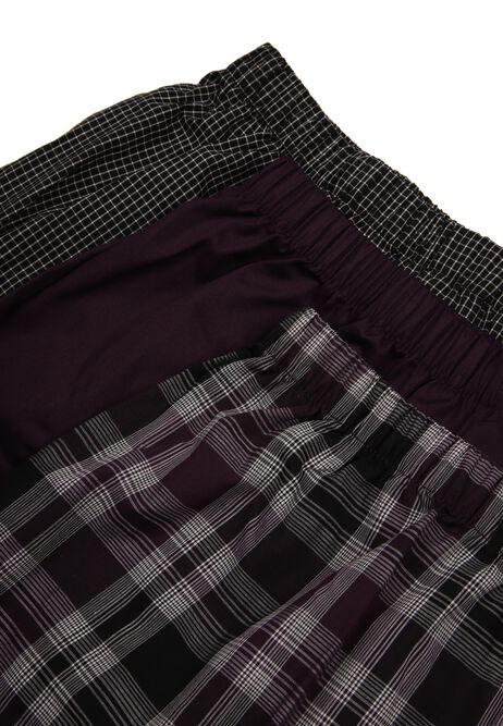 Mens 3pk Purple Check Woven Boxers