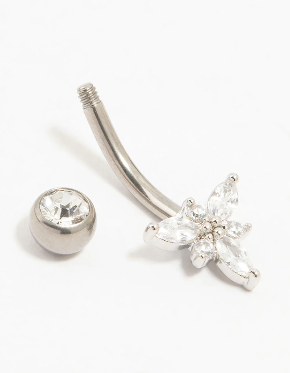 Titanium Cubic Zirconia Threadless Belly Bar