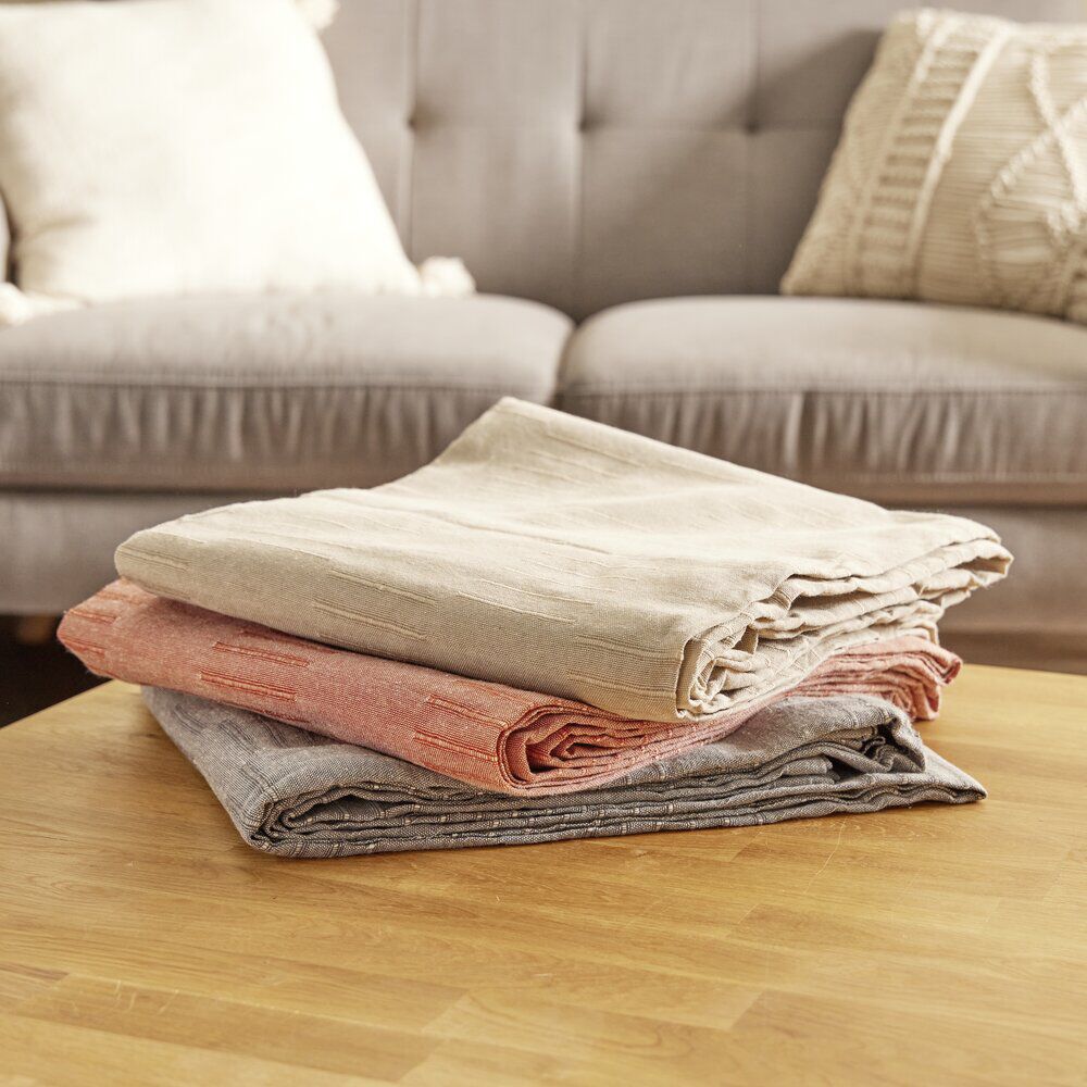 Jeté de canapé tissu uni polycoton 170x250cm (3 modèles)