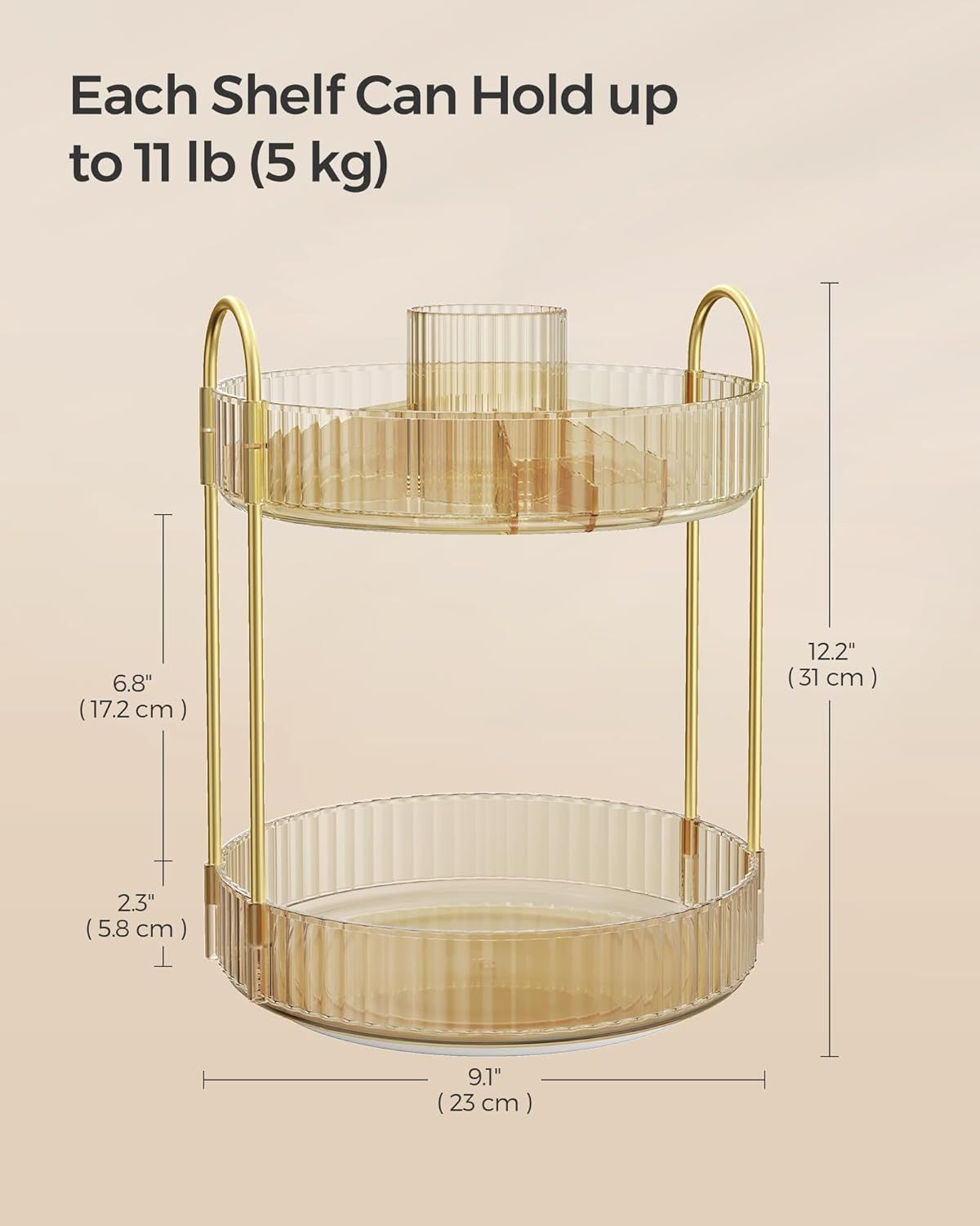 SONGMICS Rotating Makeup Organiser 2 Tier Customisable Skincare Rack
