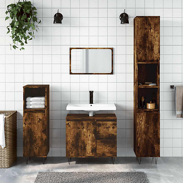 Armoire de bain chêne fumé 65x33x60 cm bois d'ingénierie vidaXL