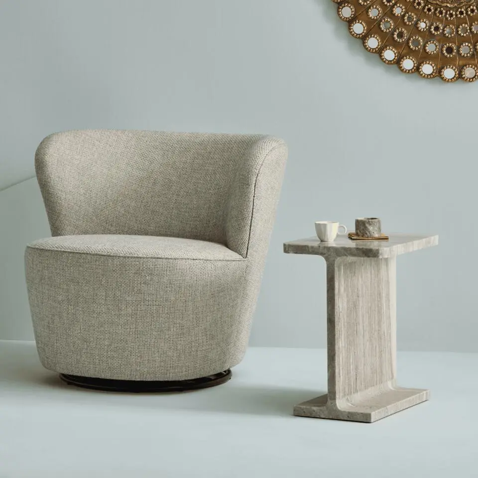 HYPPOLITE Bijzettafel van marmer - Beige - 31x38x46 cm