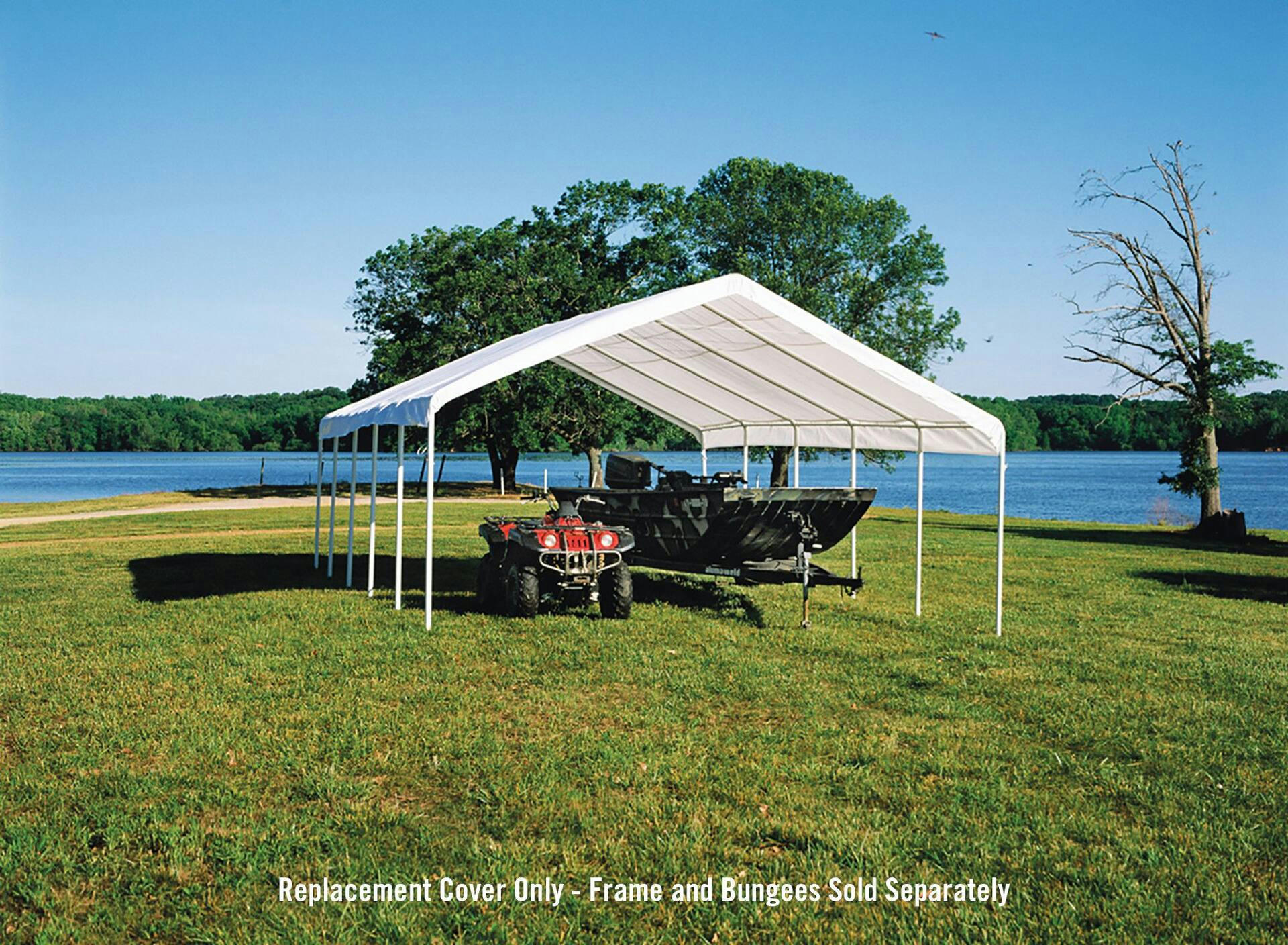 Replacement Cover Only - ShelterLogic Super Max™ Fire Rated White Canopy Replacement Cover for 2-in Frame, 18-ft x 30-ft