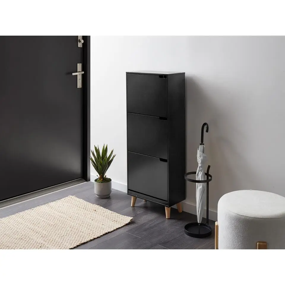 NEIKA - Schoenenkast - Zwart - MDF