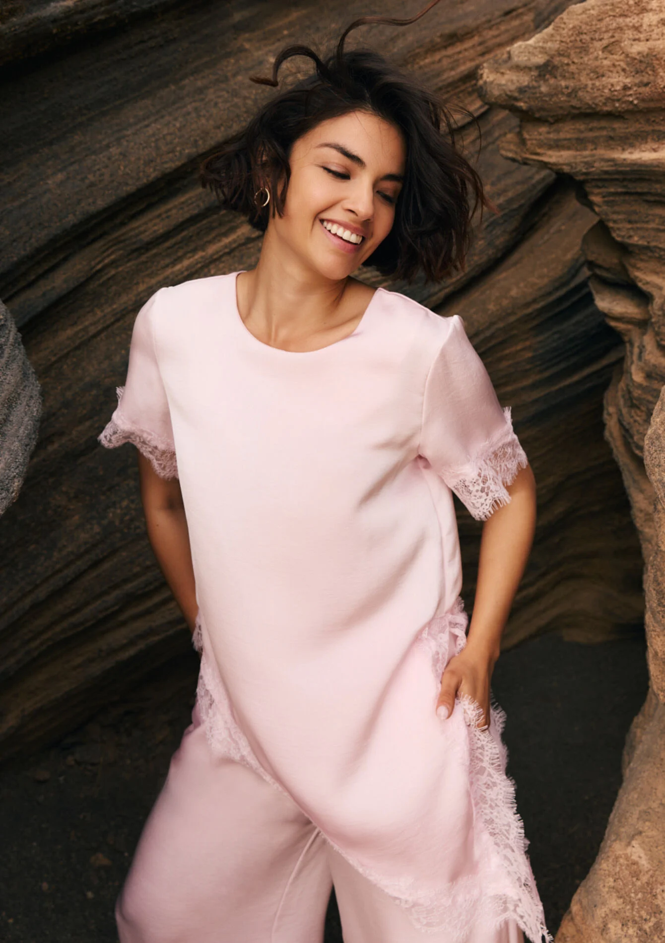 Asymmetrische satijnen blouse